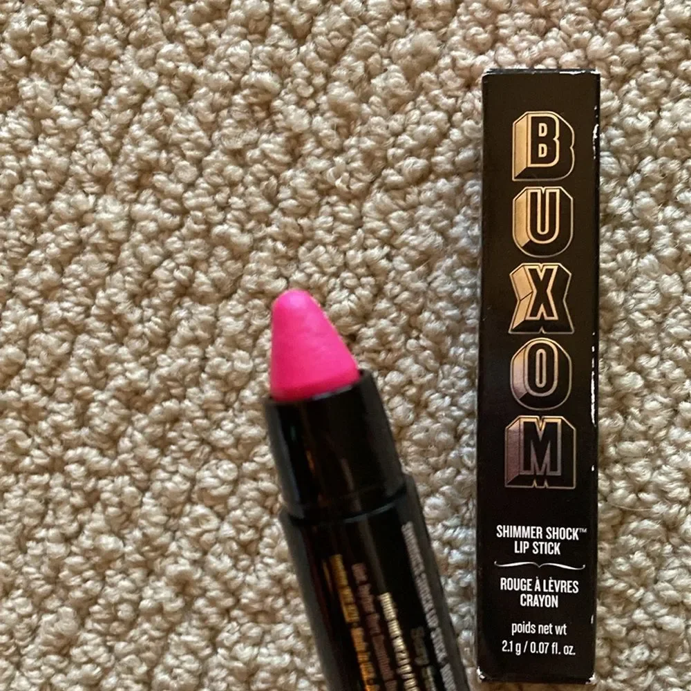NEW Buxom Shimmer Shock Lip Stick Sexy Surge Glitter Hot Pink Swatched NIB